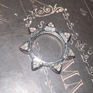 BCBGMaxAzria Silver Ring with Crystal Spikes